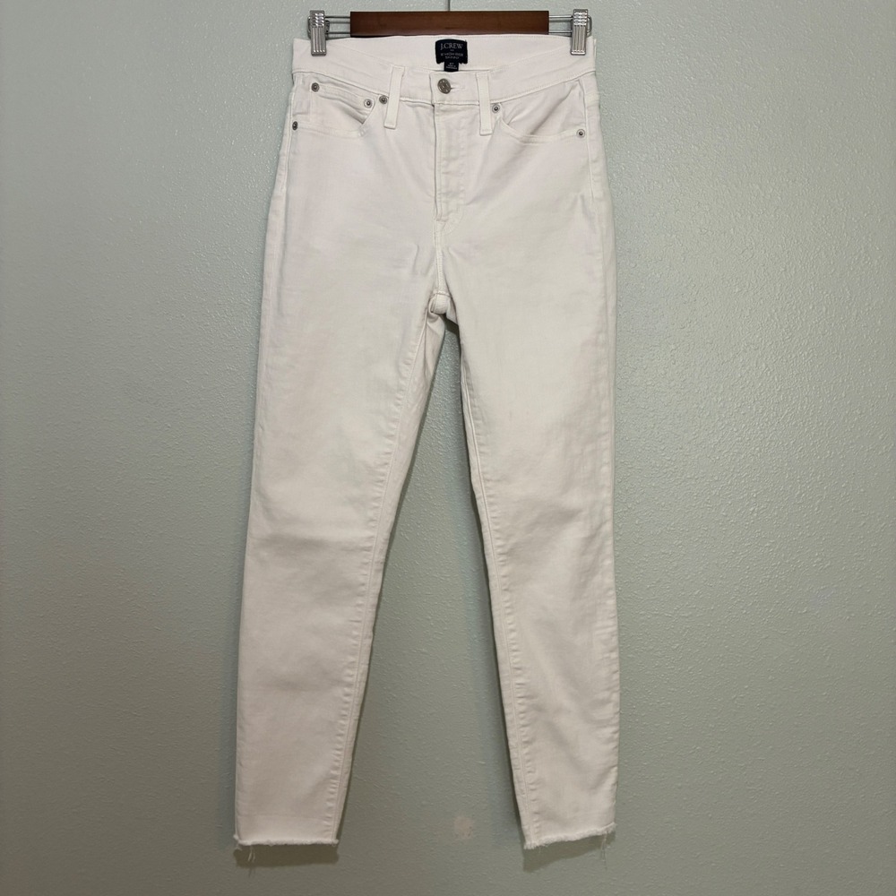 J.Crew 10" High-Rise Skinny Jeans White Raw Hem Re-Imagined Size 27